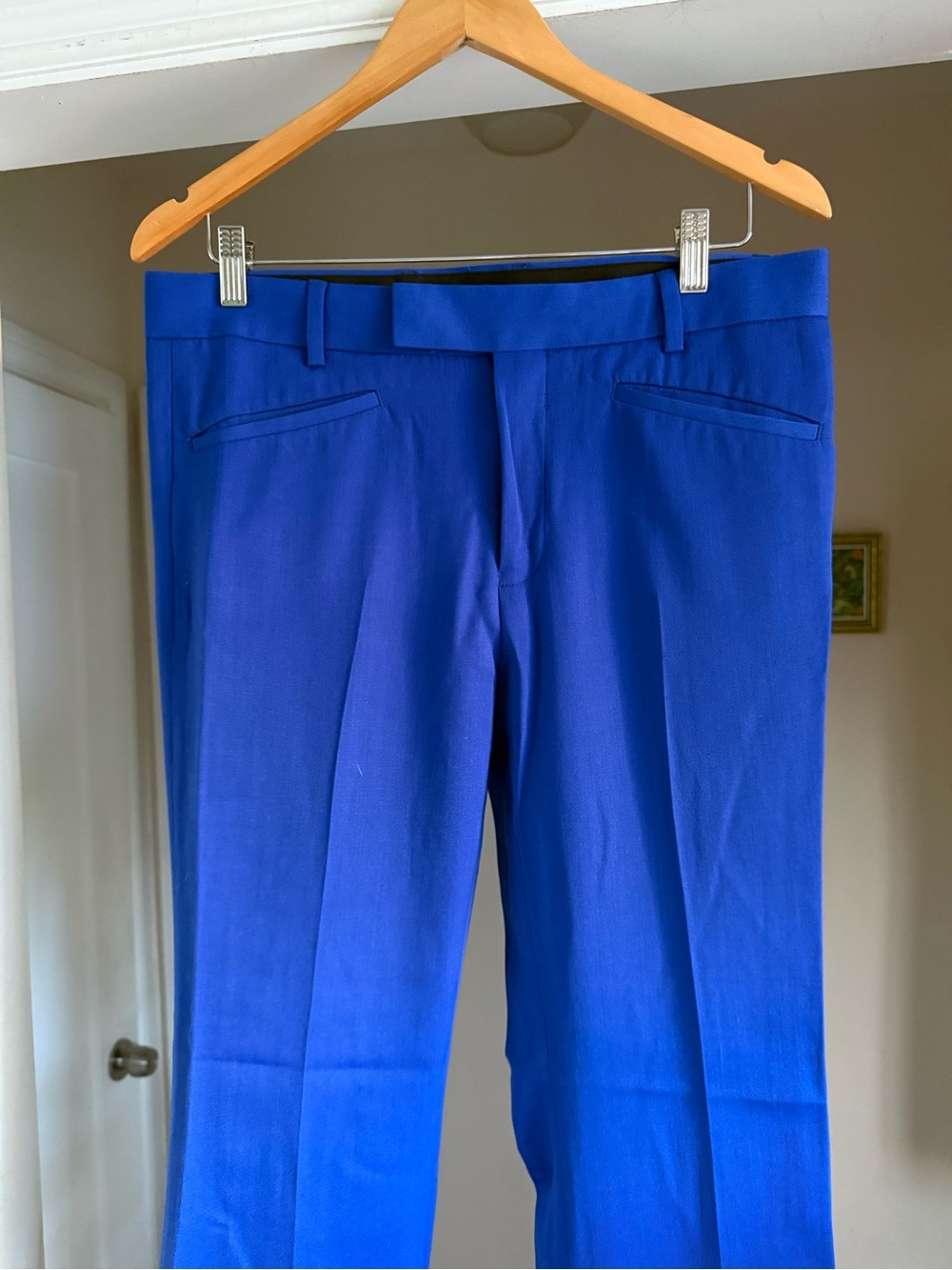 Royal Blue cobalt flare Trousers men’s size 32 - Picture 2 of 8